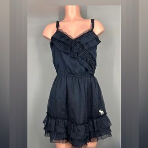 Y2K Vintage Abercrombie & Fitch Black Ruffle Mini Dress Size Large
